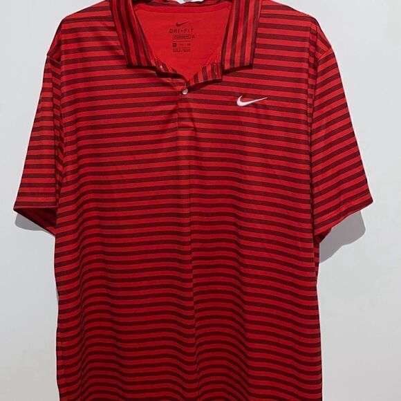 Nike Men's Red Dri-Fit Stripe Short Sleeves Standard Fit Polo Shirt Size 2XL - Picture 1 of 7